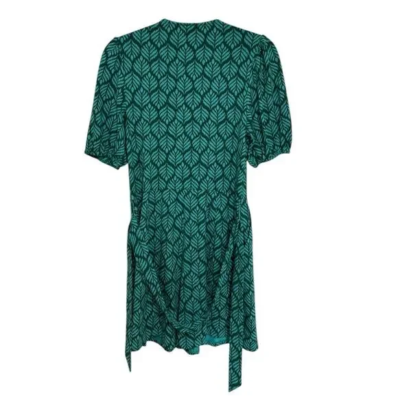 Boden Ruby Jersey Puff Sleeve Tie Waist Romper in Palm Leaf - Size US 6 Tall - Picture 6 of 11